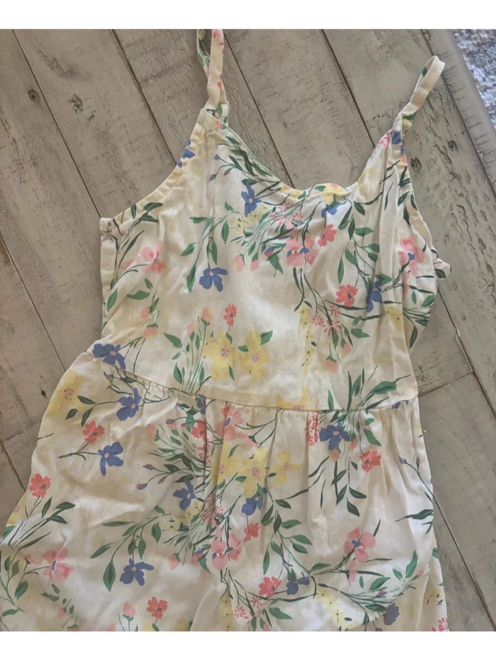Old Navy Floral Sundress in Cream with Pink, Yellow & Blue Flowers